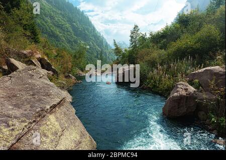 Mountain river in the valley Fumo in park Adamello Brenta. Trentino. Alto Adige. Italy Stock Photo