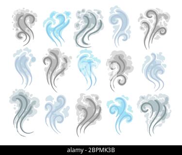 Smoke clouds doodle icons Stock Vector