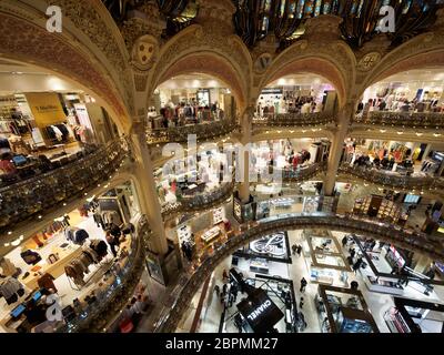 Paris, France - March 20 2019.  View of the dome of the Galeries Lafayette Paris Haussmann. Stock Photo