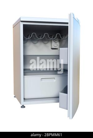 3D rendering of a white mini refrigerator isolated on white background Stock Photo