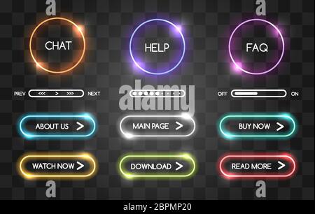 Neon buttons for web shop Stock Vector