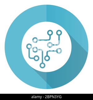 Circuit blue round flat design vector icon isolated on white background, technology, chip, processor illustration in eps 10 Stock Vector