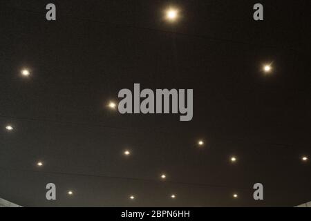 ceiling spots, starry ceiling Led panel close-up romantic design Stock Photo