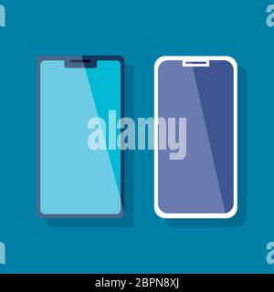 set smartphones devices technology icons Stock Vector