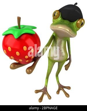 Fun french frog - 3D Illustration Stock Photo