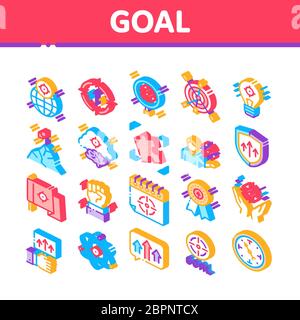 Goal Target Purpose Isometric Icons Set Vector Stock Vector