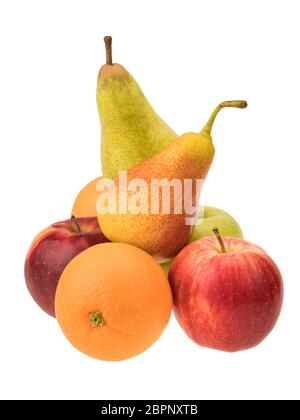 Compare apples, oranges and pears. Differentiation and comparison. Stock Photo