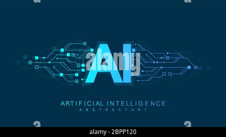 Artificial Intelligence Logo, Icon. Vector symbol AI, deep learning blockchain neural network concept. Machine learning, artificial intelligence, ai. Stock Vector