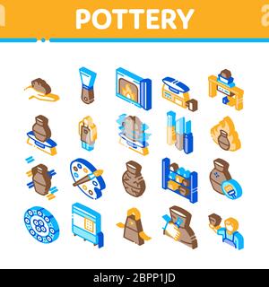 Pottery And Ceramics Isometric Icons Set Vector Stock Vector