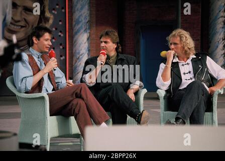 'Die 2 im Zweiten' IFA -Show 1989 in Berlin - Günther Jauch, Pit Weyrich und Thomas Gottschalk im Gespräch. Stock Photo