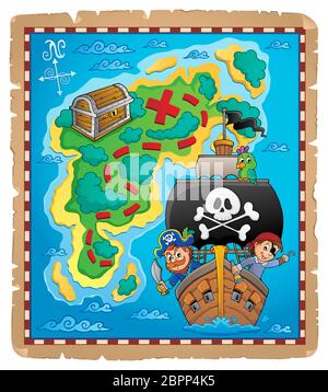 Pirate map theme image 6 - picture illustration. Stock Photo