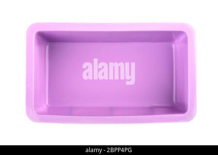 Rectangular silicone cookie baking dish isolated on a white background. Stock Photo