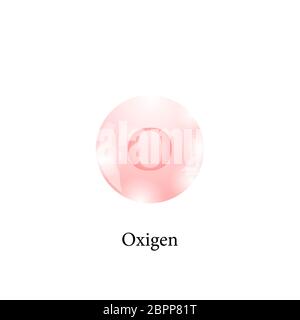 Molecule of Oxigen. Chemical Element of the Periodic Table Stock Photo