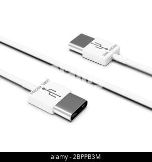 The 3d rendering of USB4 cable isolated on white background Stock Photo