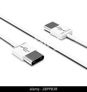 The 3d rendering of USB4 cable isolated on white background Stock Photo