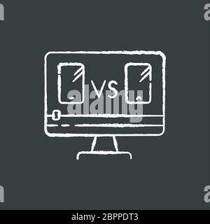 Smartphone comparison video chalk white icon on black background Stock Vector