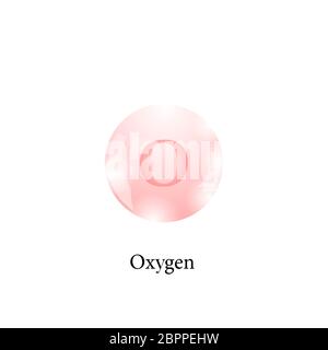 Molecule of Oxygen. Chemical Element of the Periodic Table Isolated on White Background Stock Photo