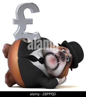 Fun bulldog - 3D Illustration Stock Photo