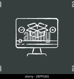Product video chalk white icon on black background Stock Vector