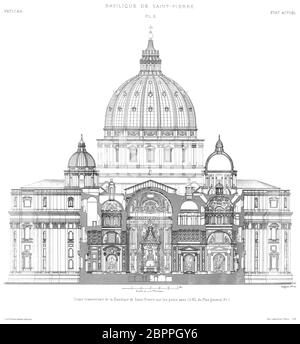 Plan of St. Peter's Basilica, Vatican City, Italy. From Italian Stock ...