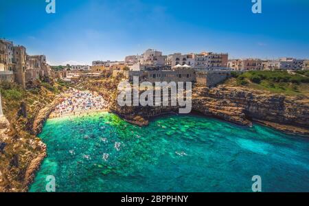 colorful south italy village in Apulia in the town of Polignano a Mare province of Bari . Stock Photo