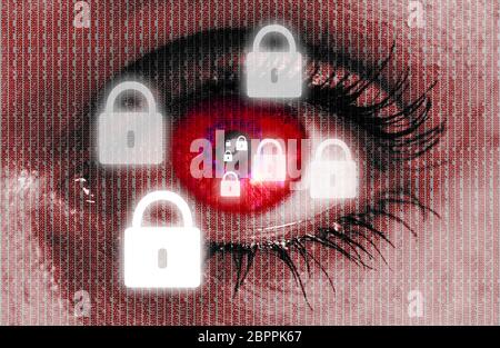 padlock eye looks at viewer concept Stock Photo - Alamy