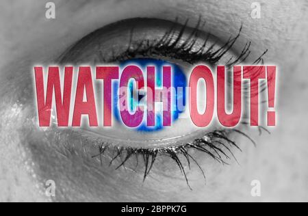 watch out eye looks on viewer concept. Stock Photo