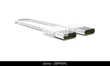 The 3d rendering of USB4 cable isolated on white background Stock Photo