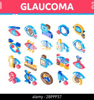 Glaucoma Ophthalmology Isometric Icons Set Vector Stock Vector