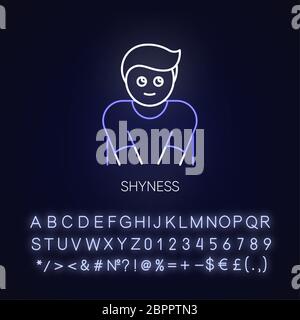 Shyness neon light icon Stock Vector