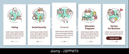 Human right onboarding mobile app page screen with concepts Stock Vector