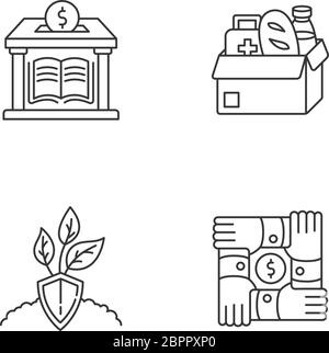 Activism pixel perfect linear icons set Stock Vector