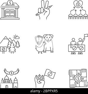 Community support pixel perfect linear icons set Stock Vector