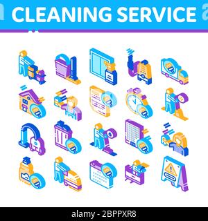 Cleaning Service Tool Isometric Icons Set Vector Stock Vector