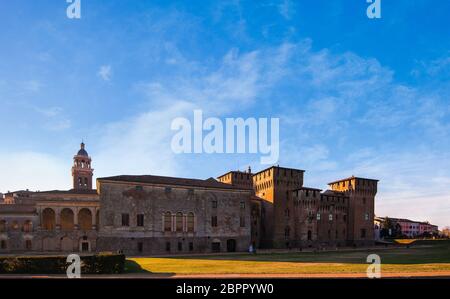 Medieval fortress, Gonzaga Saint George (Giorgio) castle in Italy, Mantua (Mantova). Stock Photo