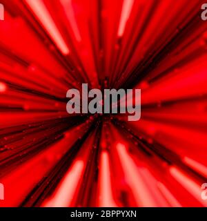 Fiery explosion or blast concept design with rectangular dark red rods on a bright flame colored red radiating background in square format. Light flow Stock Photo