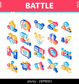 Battle Competition Isometric Icons Set Vector Stock Vector