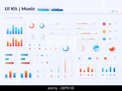 Music settings UI elements kit Stock Vector