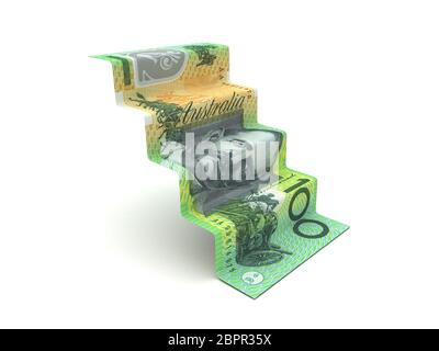 Higher Steps With Australian Dollar (Isolated on white background) Stock Photo