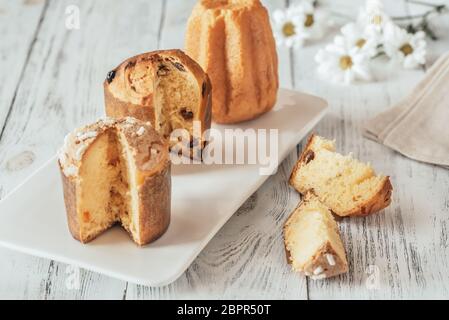 Italian Christmas cakes collection on the white dish Stock Photo