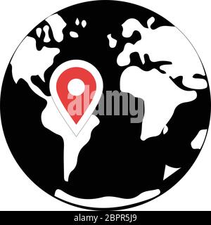 Well organized and fully editable Earth, globe icon, map, address, location for any use like print media, web, stock images, commercial use or any kin Stock Vector