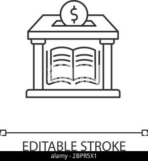 Public library donation pixel perfect linear icon Stock Vector