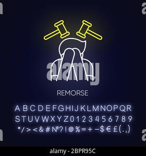 Remorse neon light icon Stock Vector