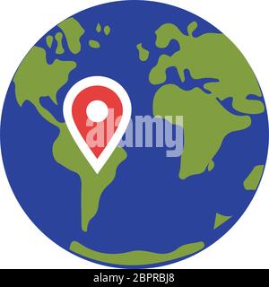 Well organized and fully editable Earth, globe icon, map, address, location for any use like print media, web, stock images, commercial use or any kin Stock Vector