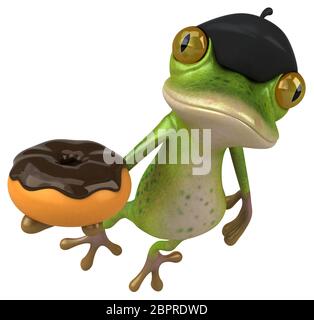 Fun french frog - 3D Illustration Stock Photo