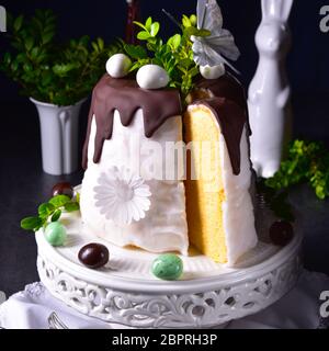 Easter cake with sugar and chocolate glaze Stock Photo