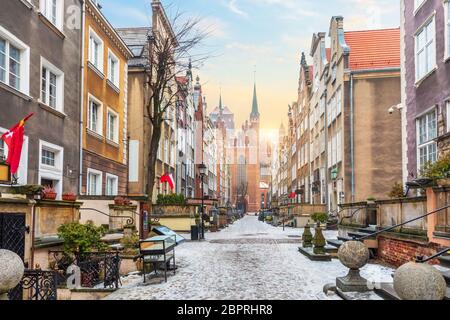 Mariacka street, a famous European street in Gdansk near the Basilica of the Assumption of the Blessed Virgin Mary. Stock Photo