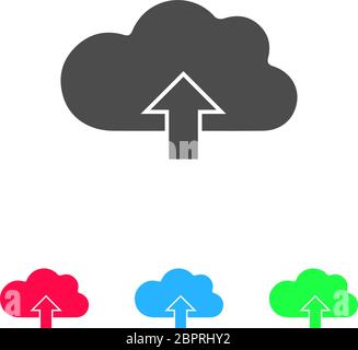 Upload cloud icon flat. Color pictogram on white background. Vector illustration symbol and bonus icons Stock Vector