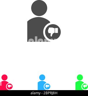 Dislike avatar icon flat. Color pictogram on white background. Vector illustration symbol and bonus icons Stock Vector