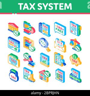 Tax System Finance Isometric Icons Set Vector Stock Vector